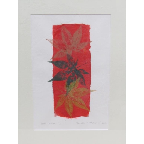 1109 - TWO COLOURED PRINTS - ACER LEAVES II BY TERESA KIRKPATRICK & TERESA NEWHAM - FIELD AT CROSS LANE