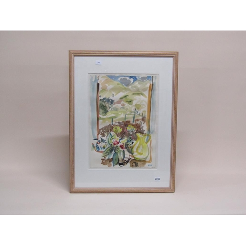 1110 - HUIT - CONTEMPORARY WINDOW SETTING, SIGNED WATERCOLOUR, F/G, 54CM X 39CM