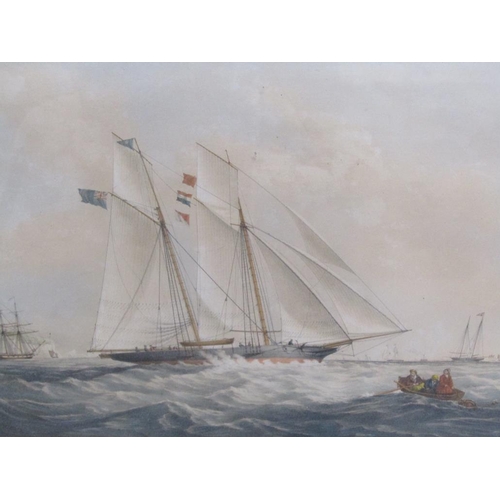 1114 - TWO F/G COLOURED MARITIME PRINTS - THE CHANNEL FLEET & THE LEADA RACING YACHT