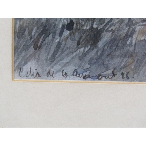 1115 - CELIA DE GRAMMONT 85 - FOGGY WOODLAND SETTING, SIGNED WATERCOLOUR, F/G, 30CM X 40CM