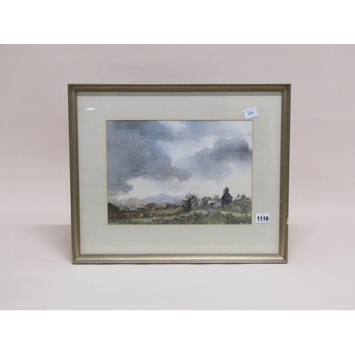 1116 - CELIA DE GRAMMONT - WINTER PASTURAL SCENE WITH DISTANT MOUNTAINS, SIGNED WATERCOLUR, F/G, 24CM X 33C... 