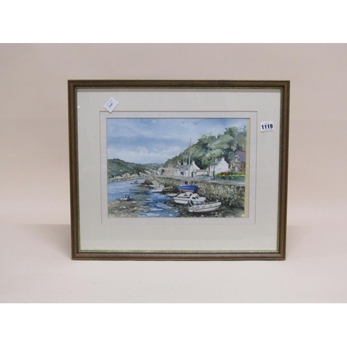 1119 - MICHAEL EATON - FISHGUARD HARBOUR, SIGNED WATERCOLOUR, F/G, 25CM X 35CM