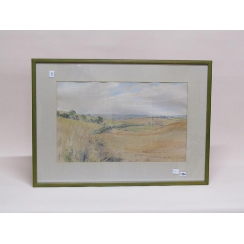 1124 - ALLAN DORIAN CLARK - SUMMER TIME LANDSCAPE, SIGNED WATERCOLOUR, F/G, 40CM X 62CM