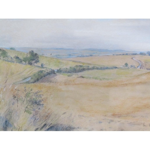 1124 - ALLAN DORIAN CLARK - SUMMER TIME LANDSCAPE, SIGNED WATERCOLOUR, F/G, 40CM X 62CM