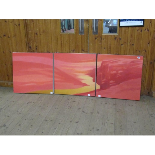 1136 - RONALD DURBAN - ON THE ROAD TO STAFFIN BAY, OIL ON CANVAS, IN THREE PARTS, UNFRAMED, EACH 61CM SQ.