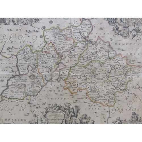 1140 - 17C MAP OF BUCKINGHAMSHIRE, F/G, 40CM X 49CM