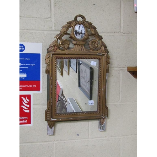 1149 - 19C GILT FRAMED WALL MIRROR, 75CM X 40CM