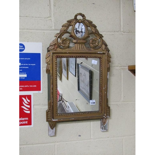 1149 - 19C GILT FRAMED WALL MIRROR, 75CM X 40CM