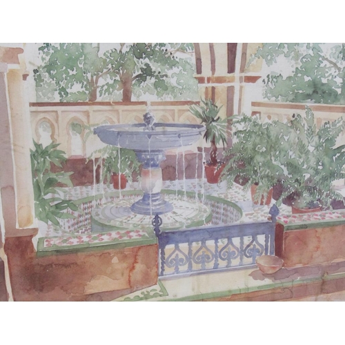 1150 - RICHARD AKERMAN - PAIR, CONSERVATORY FOUNTAIN & THE CELLO, SIGNED WATERCOLOURS, F/G, 39CM X 49CM