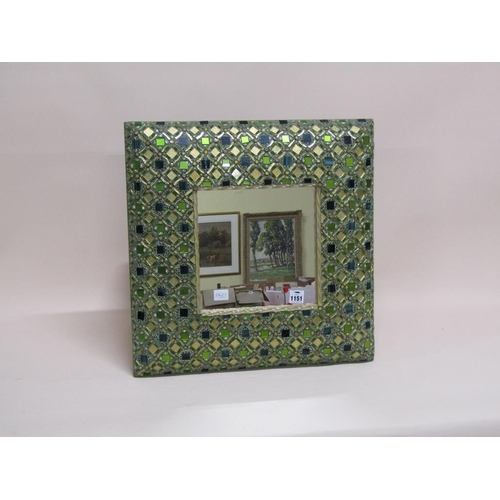 1151 - WALL MIRROR WITH A MOSAIC AND GILDED FRAME, 55CM X 55CM