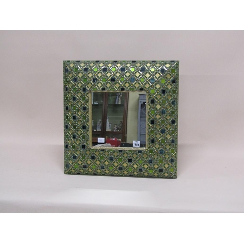 1151 - WALL MIRROR WITH A MOSAIC AND GILDED FRAME, 55CM X 55CM