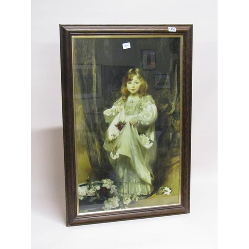 1153 - F/G COLOURED PRINT - PORTRAIT OF A YOUNG LADY, 75CM X 45CM