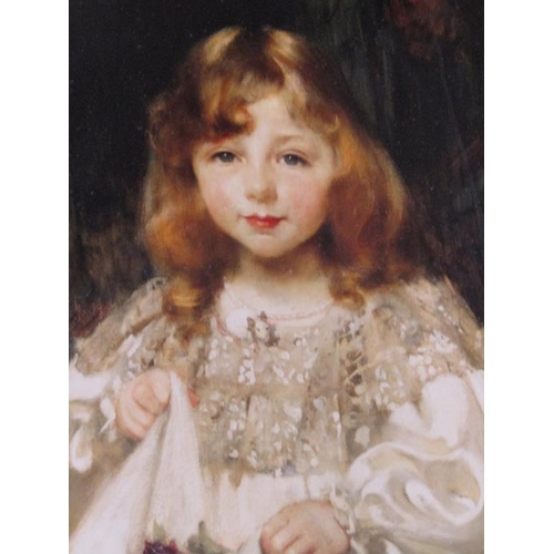 1153 - F/G COLOURED PRINT - PORTRAIT OF A YOUNG LADY, 75CM X 45CM