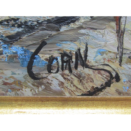 1155 - CORN. - PARIS, THE RIVER SEINE, SIGNED OIL ON CANVAS, FRAMED, 60CM X 90CM