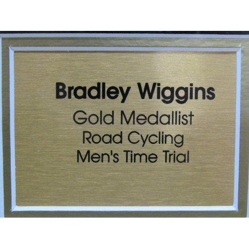 1156 - BRADLEY WIGGINS COMMEMORATIVE GOLD MEDALLIST ROAD CYCLING PLAQUE, 49CM X 59CM