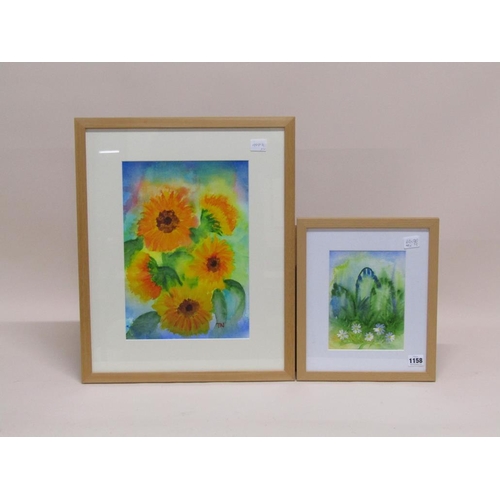 1158 - TERESA NEWHAM - BLUEBELLS AND WHITE CAMPION & SUNFLOWERS, EACH F/G