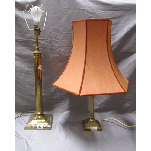 20 - TWO BRASS CORINTHIAN COLUMN LAMPS