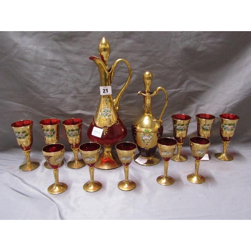 21 - SET OF VENETIAN GLASSES