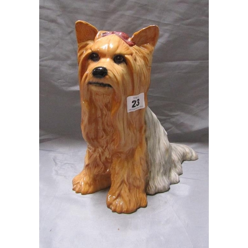 23 - LARGE BESWICK FIRESIDE YORKSHIRE TERRIER DOG, A/F