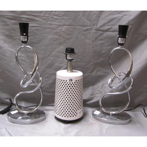 28 - CONTEMPORARY CHROMIUM TYPE LAMPS; ONE OTHER