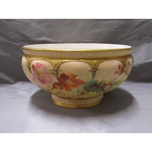 47 - ROYAL WORCESTER HAND PAINTED BLUSH IVORY FRUIT BOWL