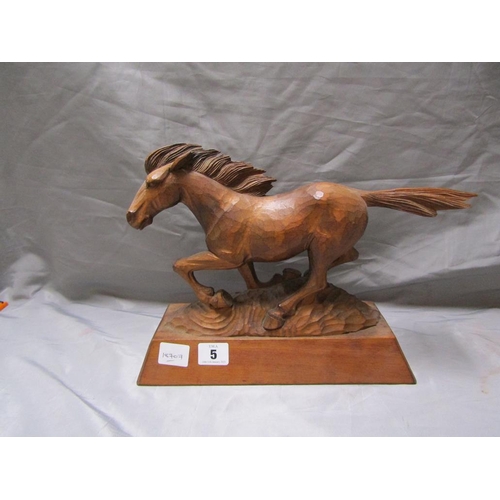 5 - CARVED WOODEN MODEL OF A HORSE