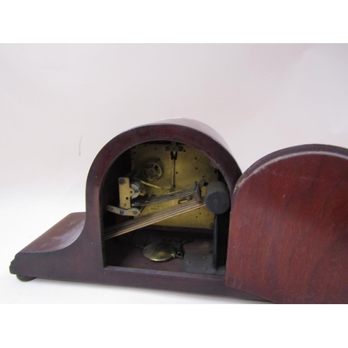 1203 - MAHOGANY CASED DOME TOP MANTEL CLOCK