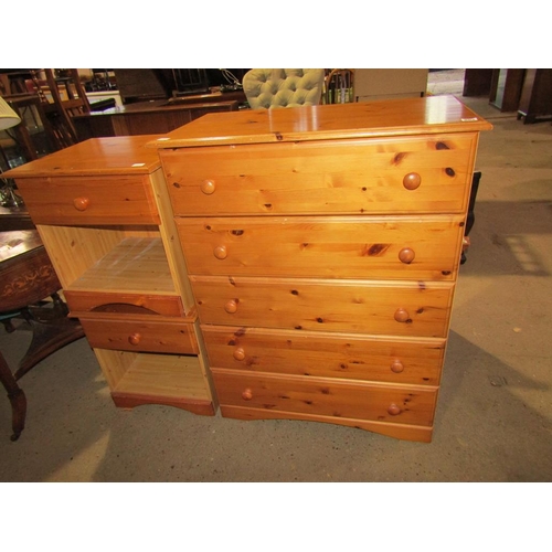 802 - PINE CHEST OF DRAWERS AND TWO BEDSIDES