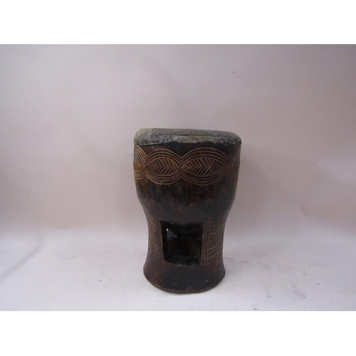 1257 - AFRICAN DRUM, 41CM H