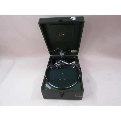 1258 - HIS MASTERS VOICE PORTRABLE GRAMOPHONE SUPPLIED BY HARRODS