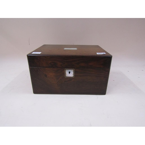 1272 - 19C FIGURED MAHOGANY WRITING BOX, FITTED AND CONTAIING TWO WELLS, 31CM W