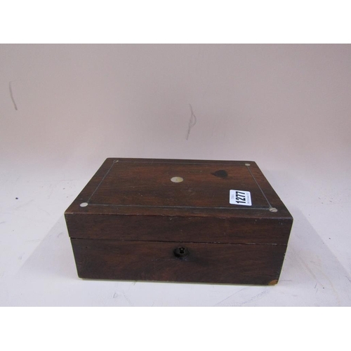 1277 - VICTORIAN MAHOGANY BOX WITH MOTHER OF PEARL INLAY