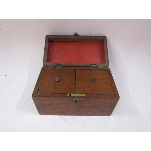 1278 - VICTORIAN OAK TWO COMPARTMENT TEA CADDY