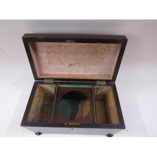 1282 - 19C FIGURED MAHOGANY TWO COMPARTMENT CADDY, 30CM W