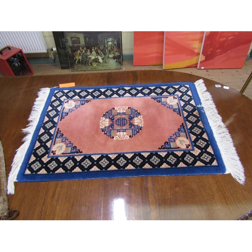 1669 - ORIENTAL PINK BLUE GROUND RUD - 62.5CM X 106CM