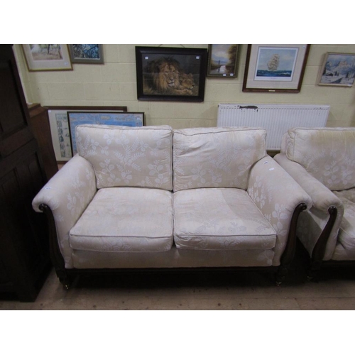 1672 - UPHOLSTERED THREE PIECE SUITE COMPRISING THREE SEATER AND TWO SEATER SOFA AND AN ARMCHAIR