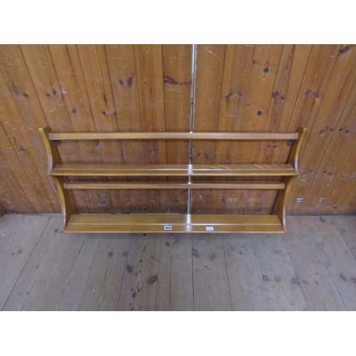 1675 - ERCOL WALL RACK FITTED TWO SHELVES, 97CM W