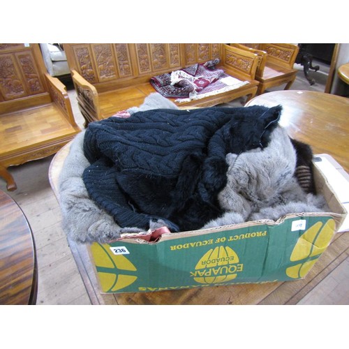 236 - BOX OF FUR AND CLOTHING