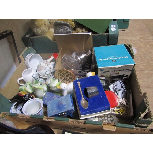 102 - BOX OF MISC TO INCL MIXED GLASS, CERAMICS, ORNAMENTS ETC