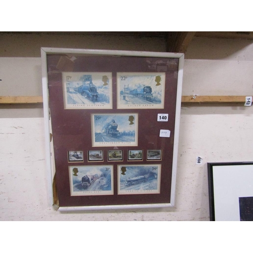 140 - FRAMED STEAM ENGINE STAMPS