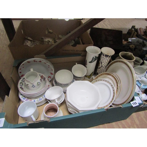 155 - BOX OF TEA/TABLE WARES AND POOLE POTTERY