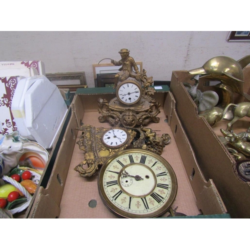 173 - FRENCH GILT CLOCKS; MOVEMENTS