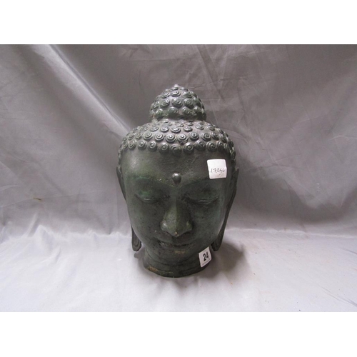 24 - CAST BRONZED BUDDHAS HEAD