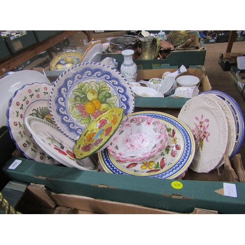 244 - BOX OF PLATES TO INCL MAJOLICA