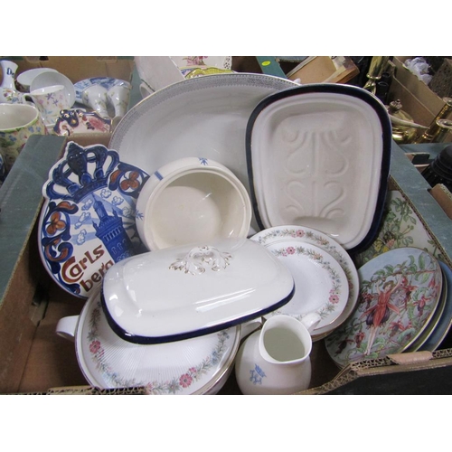 254 - BOX OF CERAMCIS TO INCL CARLSBERG COMMEMORATIVE PLATES