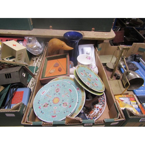 282 - BOX OF CERAMICS AND GLASS TO INCL ORIENTAL PLATES