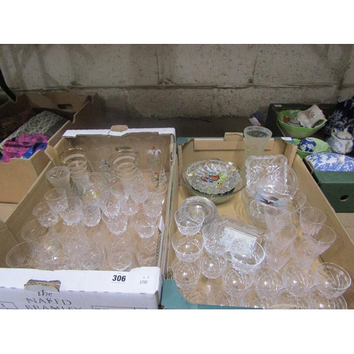 306 - TWO BOXES OF GLASSWARE TO INCL CRYSTAL