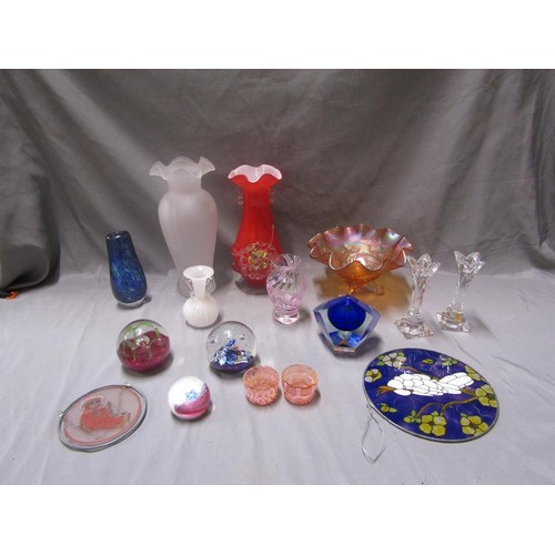 70 - COLLECTION OF COLOURED AND CLEAR ART GLASS