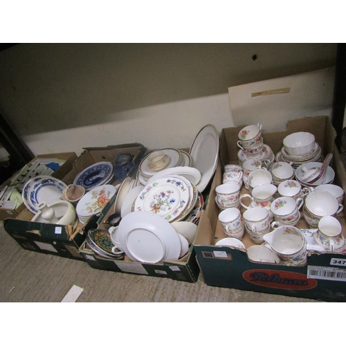 347 - THREE BOXES OF MIXED CHINA - TEA/TABLE WARES ETC