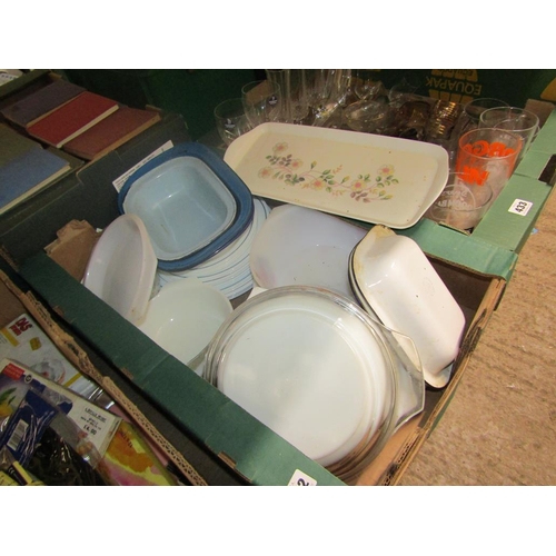 432 - BOX OF COOKERY POTS, PANS ETC